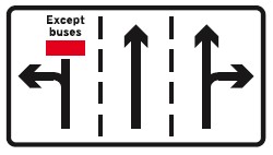 Appropriate traffic lanes at junction ahead