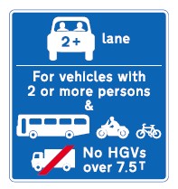 Vehicles permitted to use an HOV lane ahead