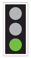 GREEN means you may go on if the way is clear. Take special care if you intend to turn left or right and give way to pedestrians who are crossing