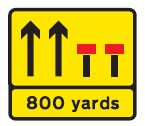Temporary lane closure (the number and position of arrows and red bars may be varied according to lanes open and closed)